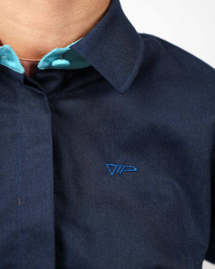 Preview: Veste VIP Crop – Protection contre les rayonnements avec style - bleu marine