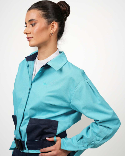 Preview: Veste VIP Crop – Protection contre les rayonnements avec style - turquoise