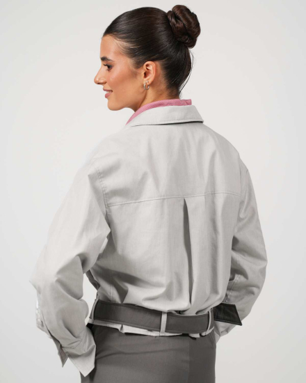 Preview: Veste VIP Crop – Protection contre les rayonnements avec style - gris clair