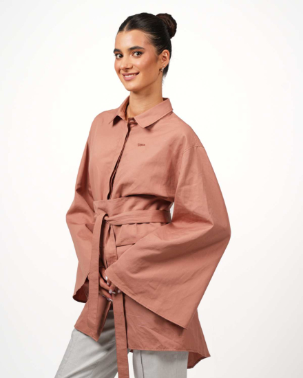 Camicia oversize VIP Swiss Shield Max Wear: elegante protezione 5G - mocca mousse