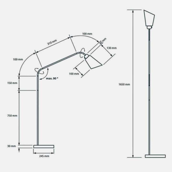 Lampadaire en métal avec abat-jour – équipé d'une fiche Schuko