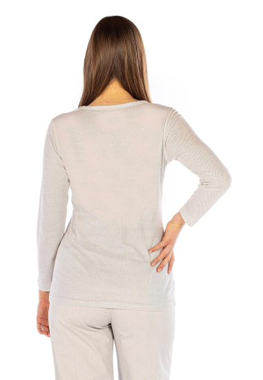 Ladies Undershirt Long Sleeve Organic Cotton with Silver Knit White 30dB at 1GHz