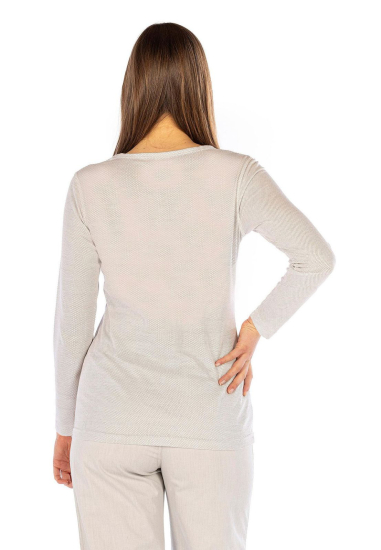 Preview: Ladies Undershirt Long Sleeve Organic Cotton with Silver Knit White 30dB at 1GHz