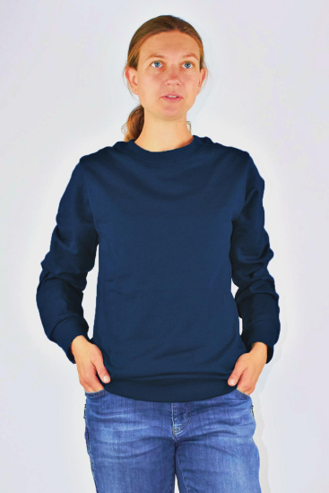 Wavesafe, 5G, Strahlenschutz, Damen Sweat Shirt Bio-Baumwolle, Silber-Sweat Shirt Gestrick Marine
