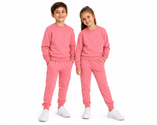 Wavesafe, 5G, Strahlenschutz, Kinder Freizeit Anzug Bio-Baumwolle, Silber-Sweat Shirt Gestrick Altrosa