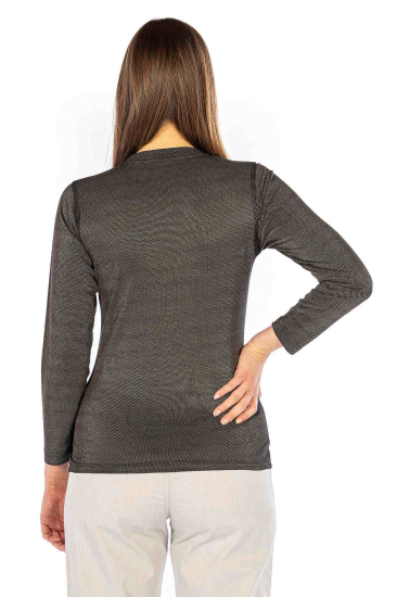Maglietta da donna a manica lunga nero in cotone biologico con maglia argentata 30dB a 1GHz