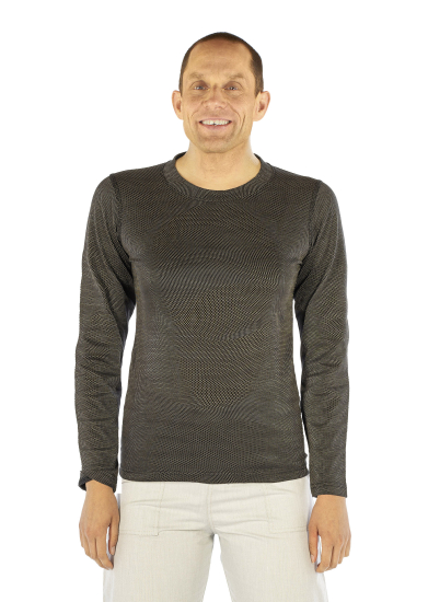 Wavesafe, 5G, radiation protection, men's vest long sleeve black organic cotton with silver knitting