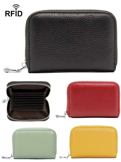 RFID protective case against data theft for 10 credit cards in 4 colours, leather