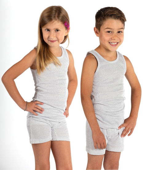 Children's Tank top Undershirt white Organic cotton  Silver Knit