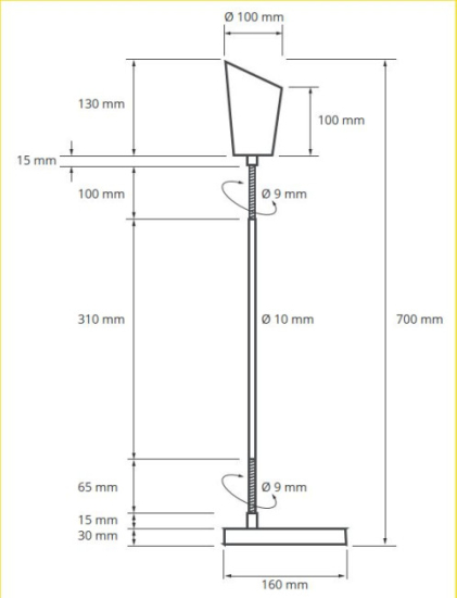 Geschirmte Tischlampe aus Stahl & Aluminium – verstellbar, ca. 50 cm, mit Schuko-Stecker