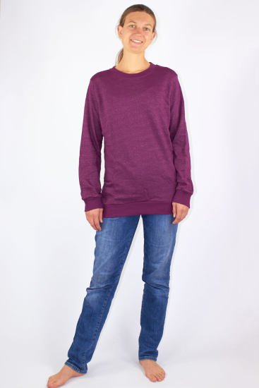 Wavesafe, 5G, Strahlenschutz, Damen Sweat Shirt Bio-Baumwolle Silber-Sweat Shirt Gestrick Bordeaux
