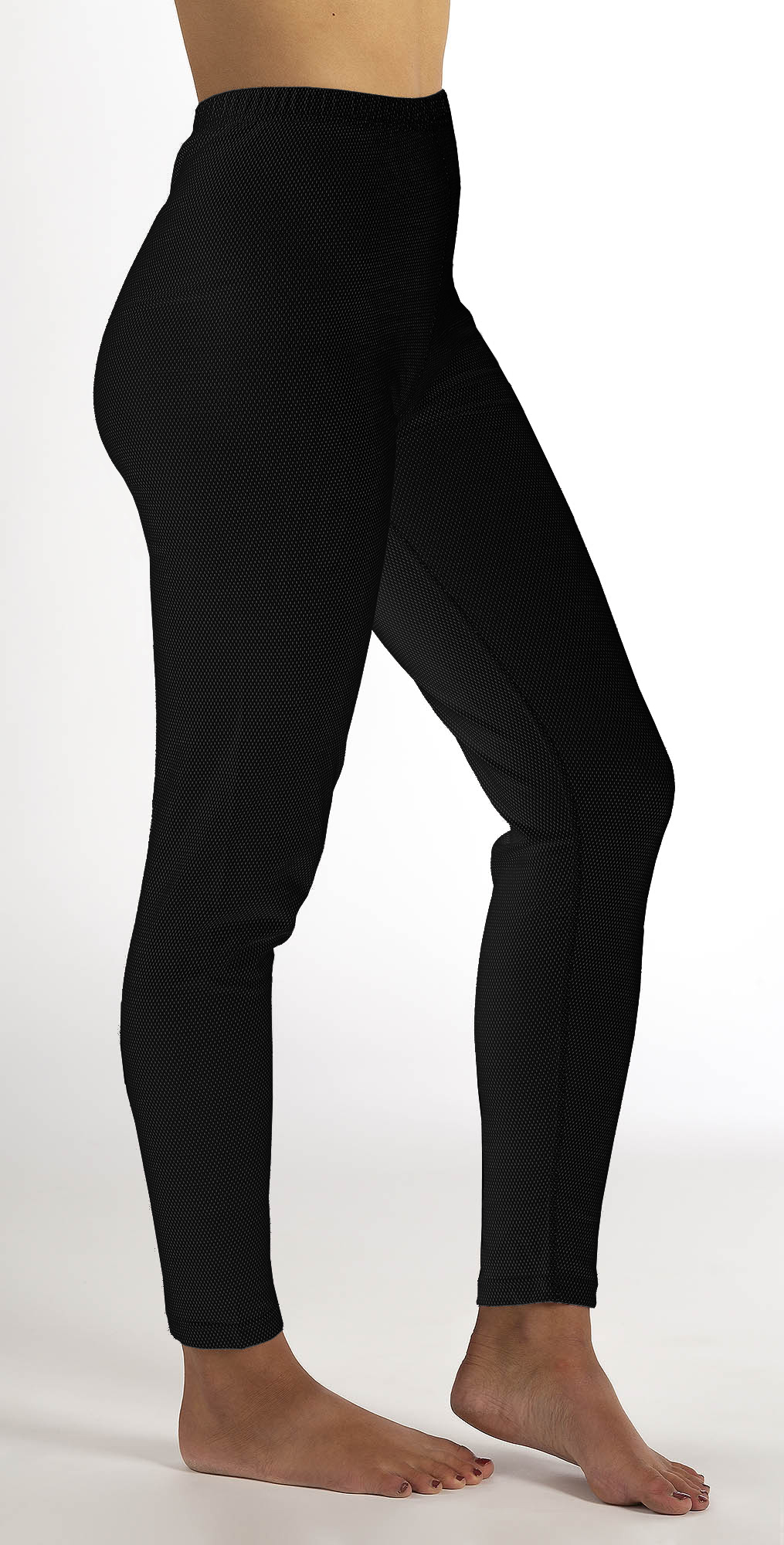 Ladies Leggings black organic cotton with silver knitted fabric