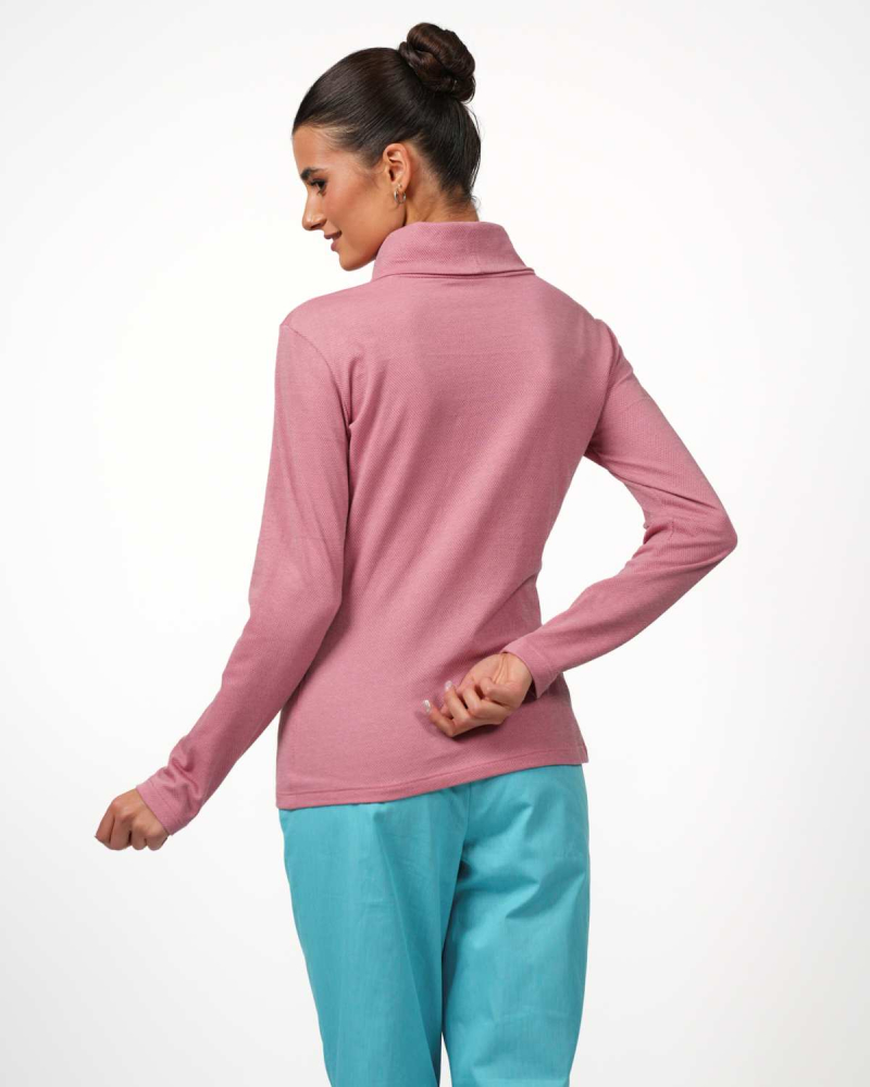 VIP Rollkragenpullover: Eleganz trifft auf innovative Silbergarn - Technologie - Altrosa