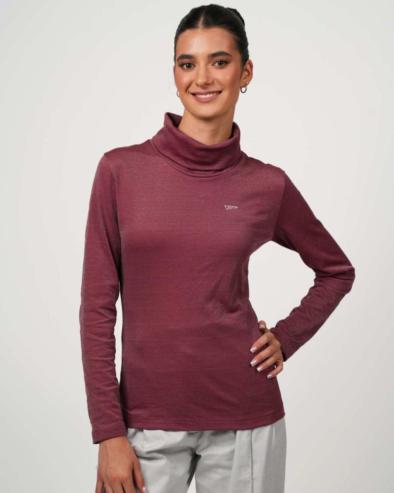 Pull à col roulé VIP : l'élégance rencontre la technologie innovante du fil d'argent - bordeaux