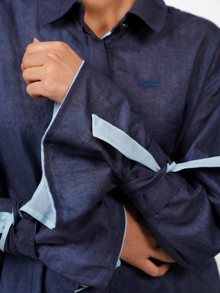 VIP Ouversize Bluse - Stilvoller Schutz mit Swiss Shield Ventus - Marineblau