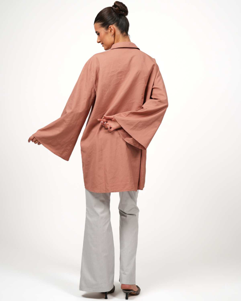 Camicia oversize VIP Swiss Shield Max Wear: elegante protezione 5G - mocca mousse