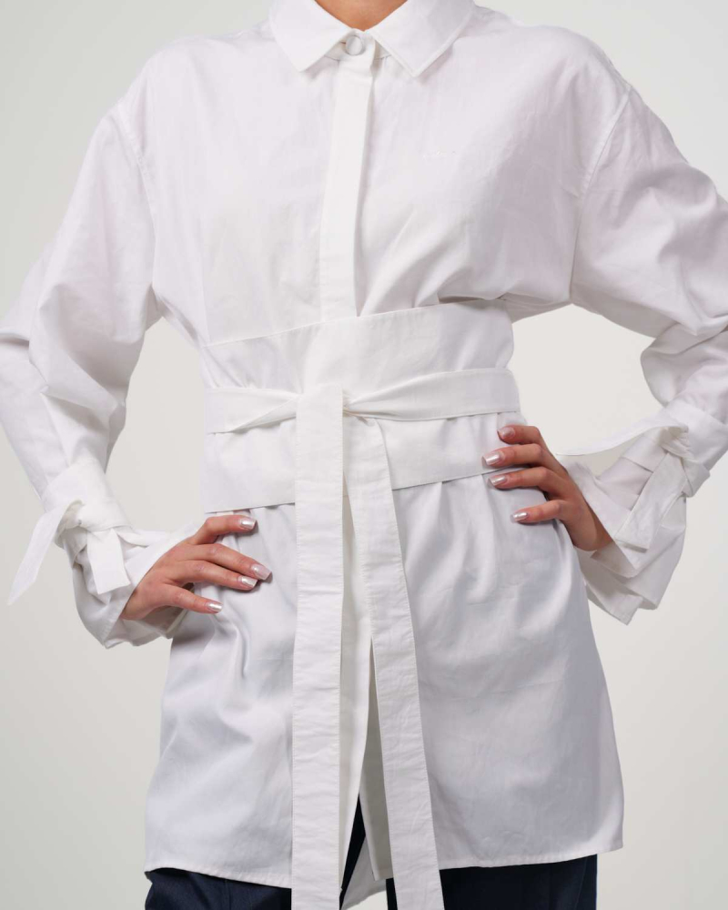 VIP Oversize Bluse Swiss Shield Max Wear - eleganter 5G Schutz - Weiss