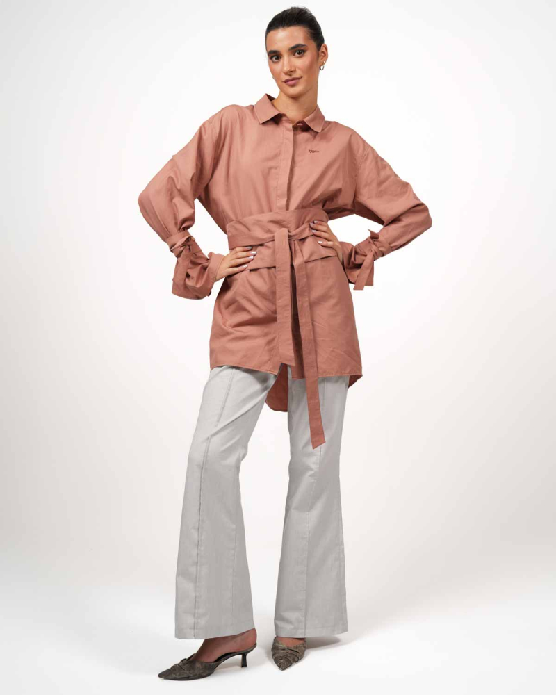 Camicia oversize VIP Swiss Shield Max Wear: elegante protezione 5G - mocca mousse