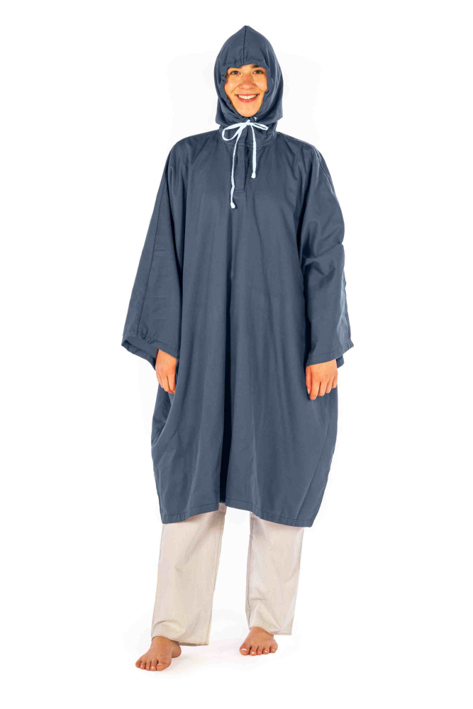 Poncho bio-satin con cappuccio foderato con Extreme Safe 84dB a 1GHz