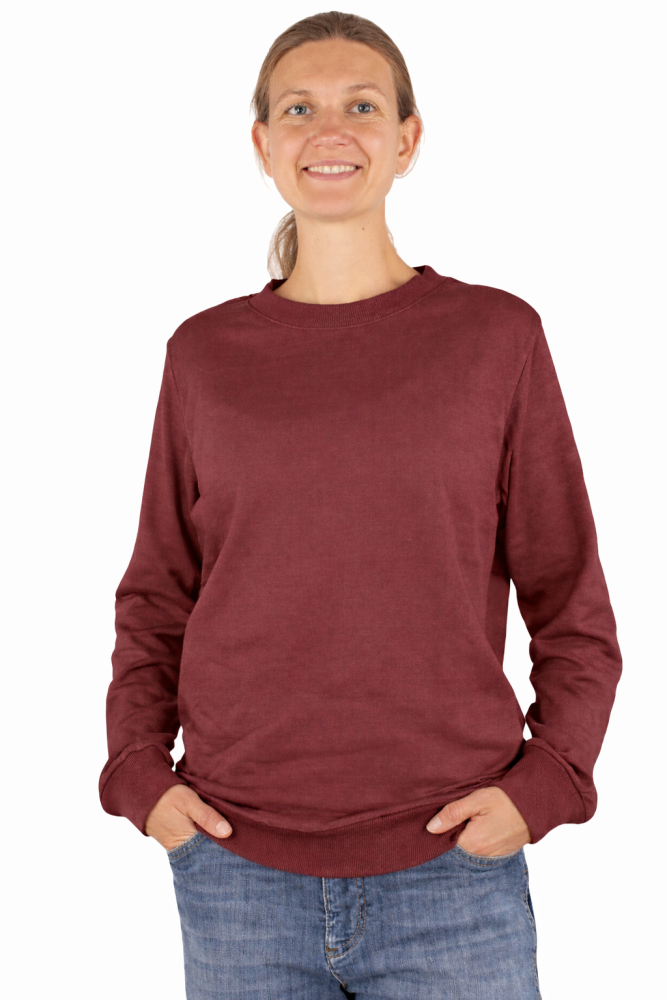 Wavesafe, 5G, Radiation Protection, Ladies Sweat Shirt Organic Cotton Silver Sweat Shirt Knitted Bordeaux