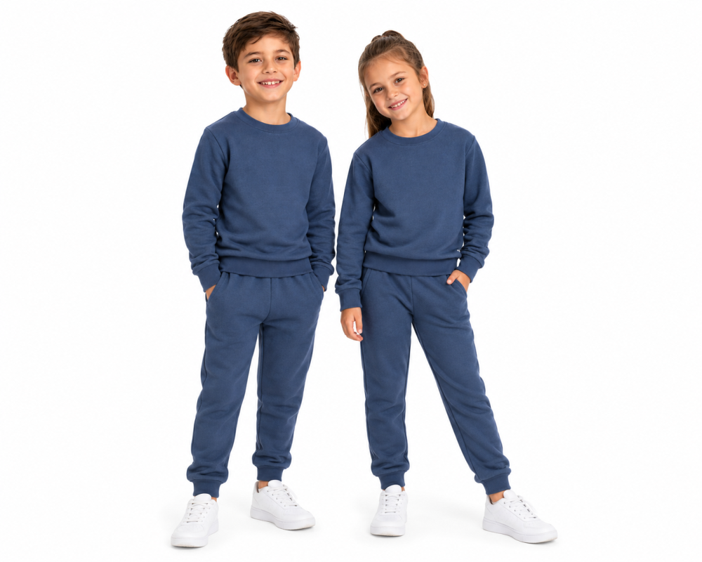 Wavesafe, 5G, Strahlenschutz, Kinder Freizeit Anzug Bio-Baumwolle, Silber-Sweat Shirt Gestrick Anthrazit