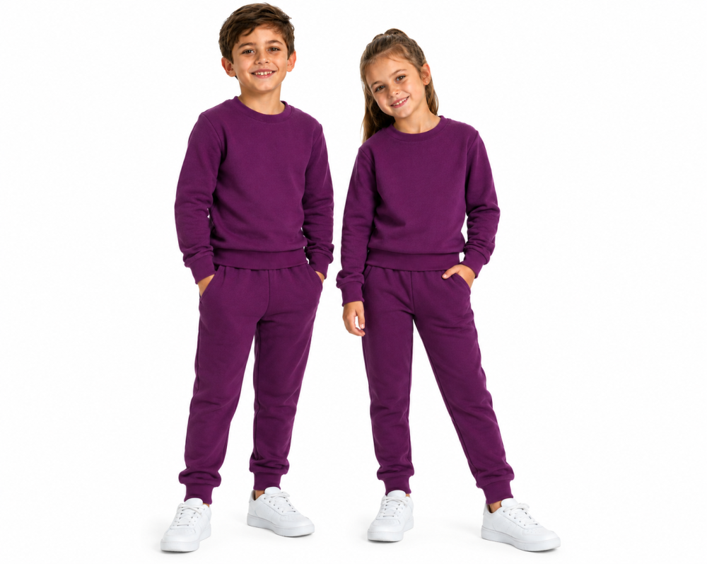 Wavesafe, 5G, Strahlenschutz, Kinder Freizeit Anzug Bio-Baumwolle, Silber-Sweat Shirt Gestrick Bordeaux