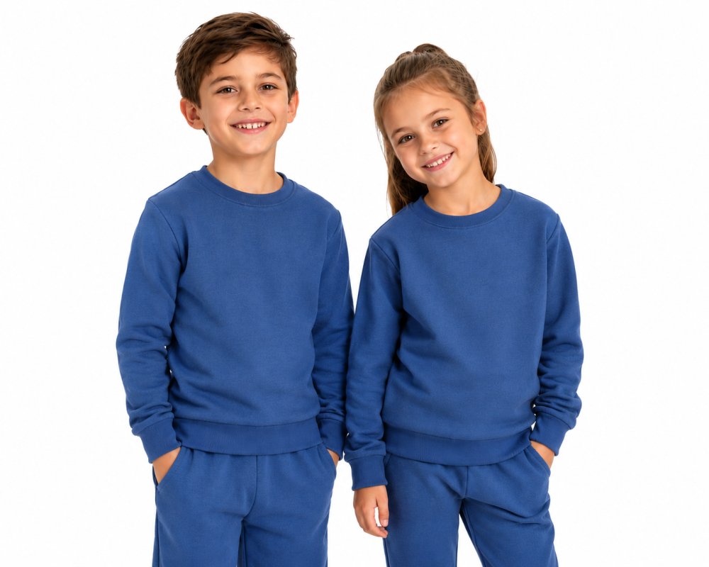 Wavesafe, 5G, Strahlenschutz, Kinder Sweat Shirt Bio-Baumwolle, Silber-Sweat Shirt Gestrick Royalblau