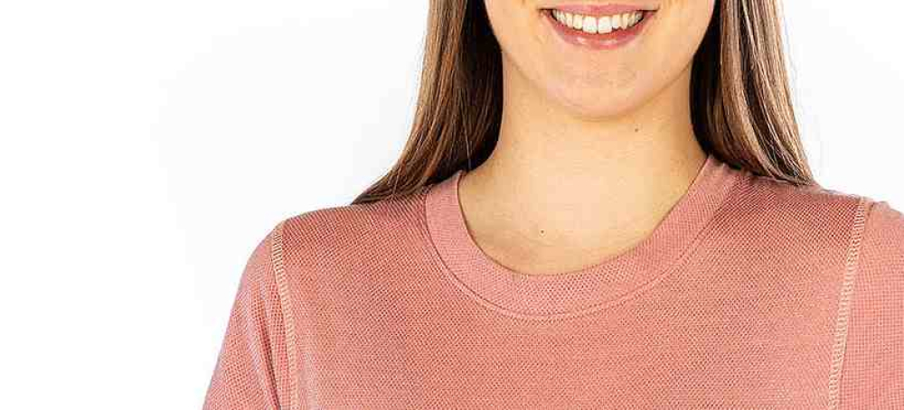 Damen T-Shirt Altrosa Bio Baumwolle Silbergestrick 29dB bei 1GHz