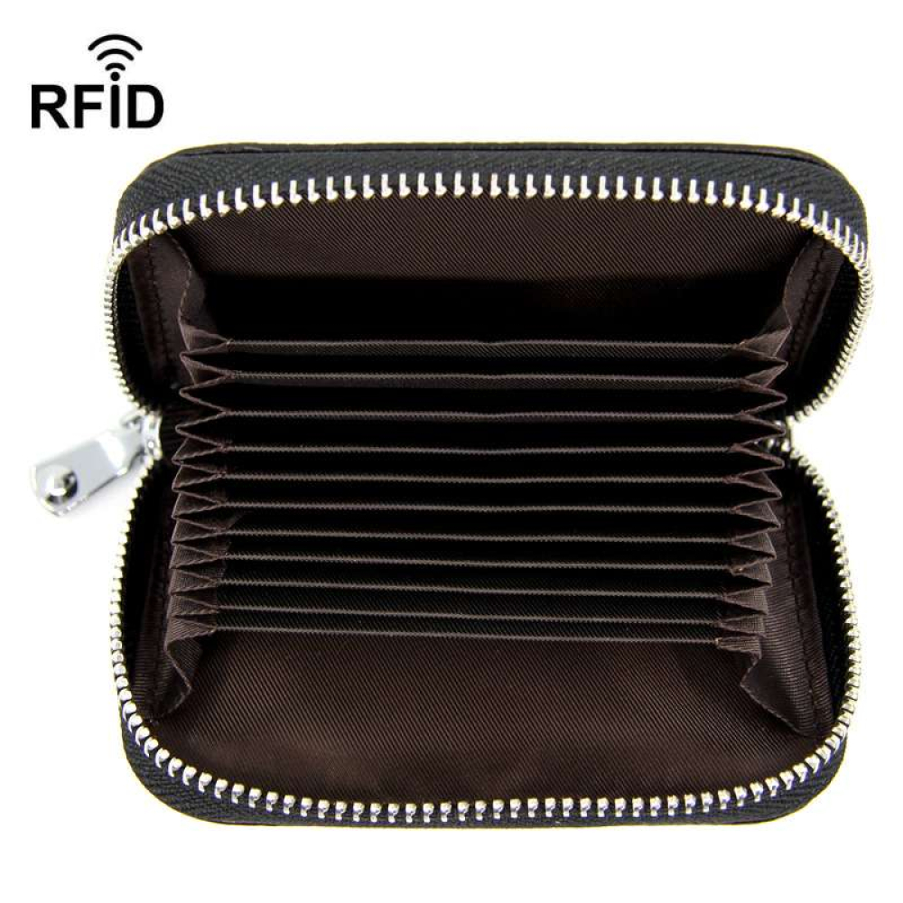 RFID protective case against data theft for 10 credit cards in 4 colours, leather