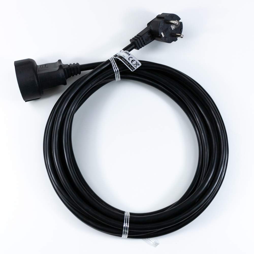 Wavesafe, Niederfrequenz, geschützte Kabel/Stecker/Leuchten, Verlängerungskabel schwarz 3m geschirmt mit Schweizer Stecker