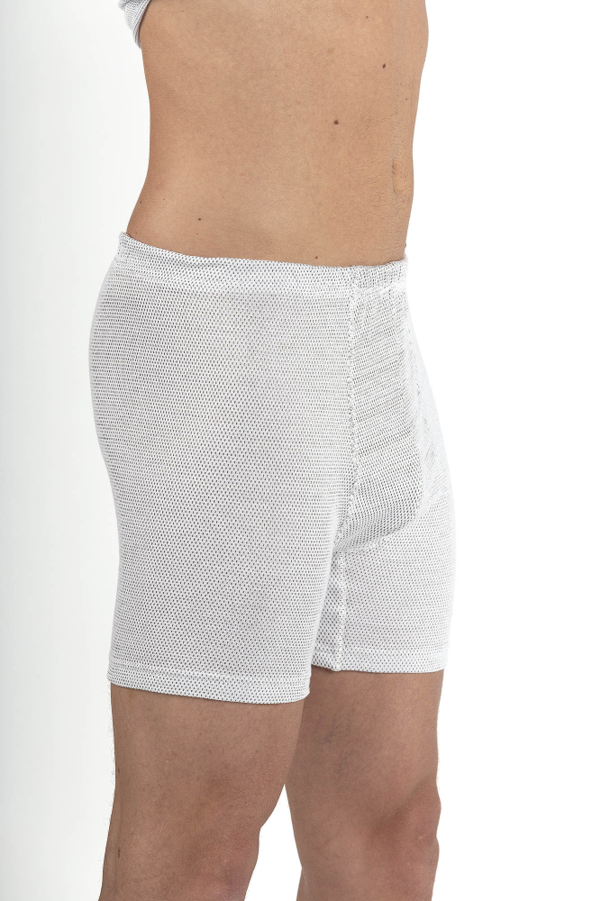 Men's Boxer Shorts white organic cotton with silver knit