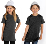 T-shirt per bambini in cotone organico nero lavorato a maglia argento taglie 116,128,140